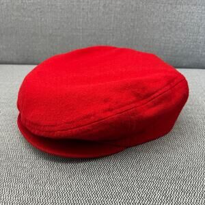Vintage Pendleton Red 100% Wool Newsboy Cabbie Cap Hat One Size Made In USA